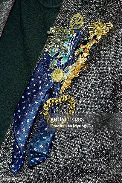 Max of South Korean boy band TVXQ , attends the KBS2 Talk Show 'Moonlight Prince' Press Conference at KBS on January 16, 2013 in Seoul, South Korea....