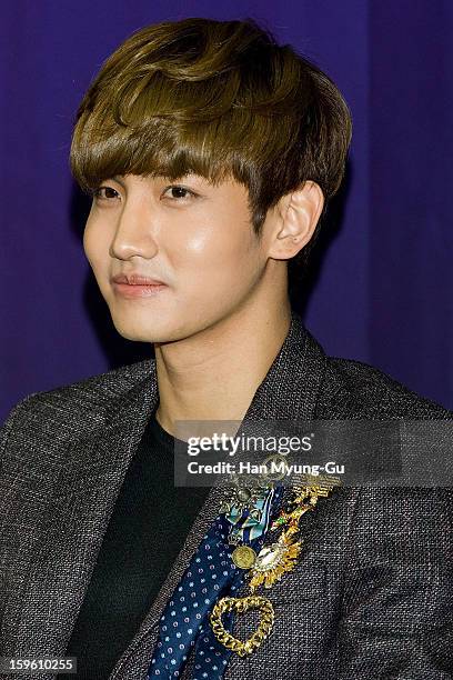 Max of South Korean boy band TVXQ attends the KBS2 Talk Show 'Moonlight Prince' Press Conference at KBS on January 16, 2013 in Seoul, South Korea....