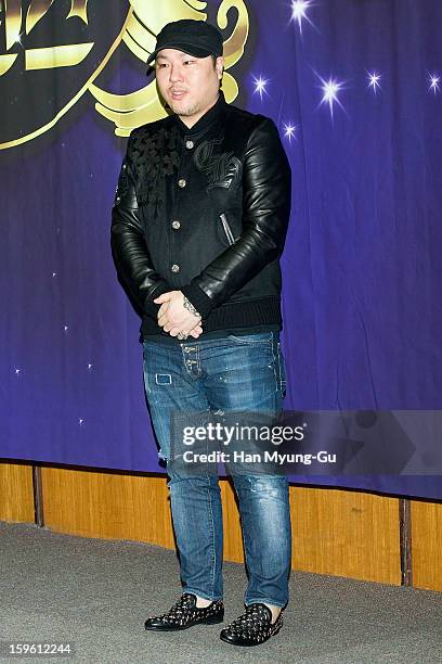 South Korean Music producer, Brave Brothers attends the KBS2 Talk Show 'Moonlight Prince' Press Conference at KBS on January 16, 2013 in Seoul, South...