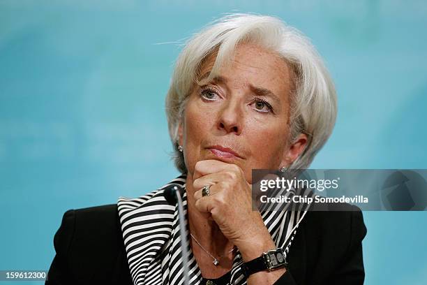 International Monetary Fund Managing Director Christine Lagarde holds a news conference at the IMF headquarters January 17, 2013 in Washington, DC....