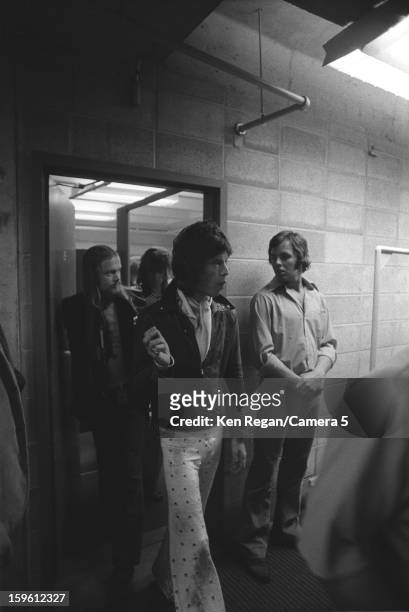 Mick Jagger of the Rolling Stones is photographed backstage in 1972 in Vancouver, British Columbia. CREDIT MUST READ: Ken Regan/Camera 5 via Contour...