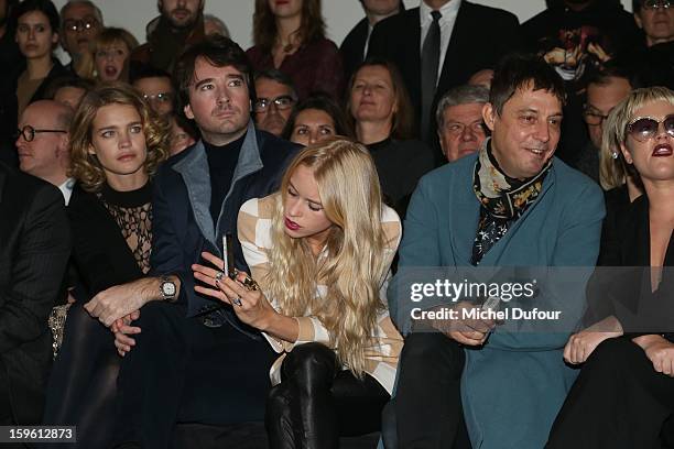 Natalia Vodianova, Antoine Arnault, Mary Charteris and Jamie Hince attend the Louis Vuitton Men Autumn / Winter 2013 show as part of Paris Fashion...