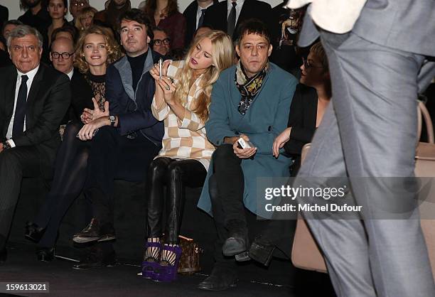 Sidney Toledano, Natalia Vodianova, Antoine Arnault, Mary Charteris and Jamie Hince attend the Louis Vuitton Men Autumn / Winter 2013 show as part of...