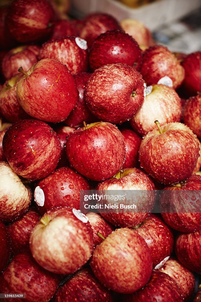 Red apples for sale at market