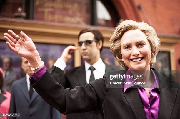 Wax figure of former first lady Hillary Clinton during the Madame Tussauds DC Presidential Wax Figures Bus Tour on January 17, 2013 in Washington,...