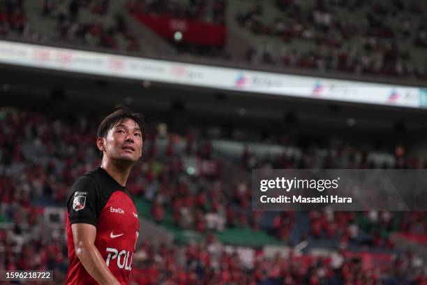 Shoya Nakajima of Urawa Reds looks on during the J.LEAGUE Meiji Yasuda J1 22nd Sec. Match between Urawa Red Diamonds and Yokohama F･Marinos at...