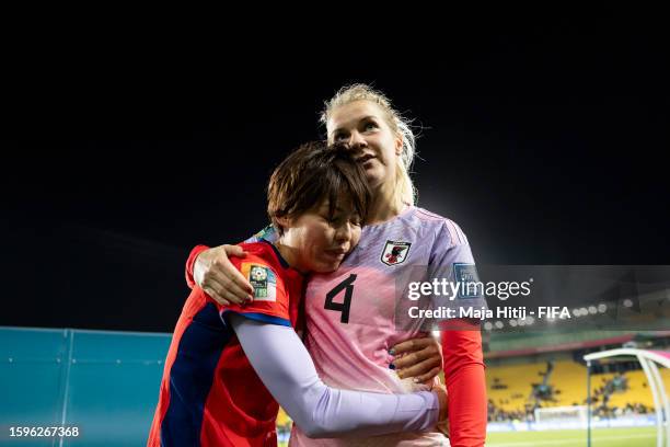 Saki Kumagai of Japan and Ada Hegerberg of Norway exchange shirts after the FIFA Women's World Cup Australia & New Zealand 2023 Round of 16 match...