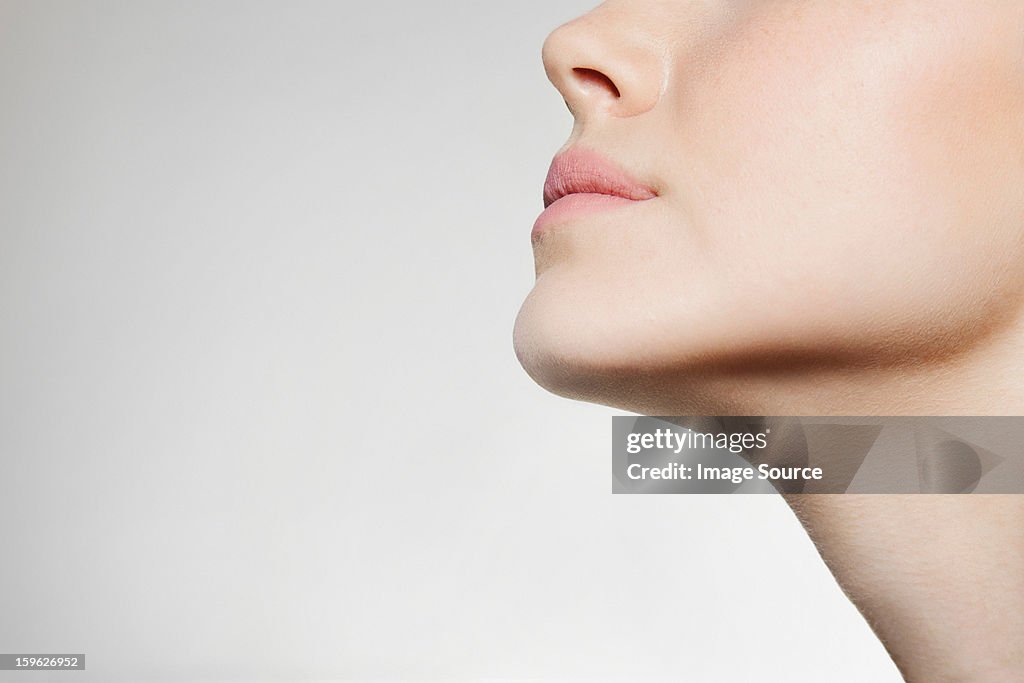 Womans jaw, low angle