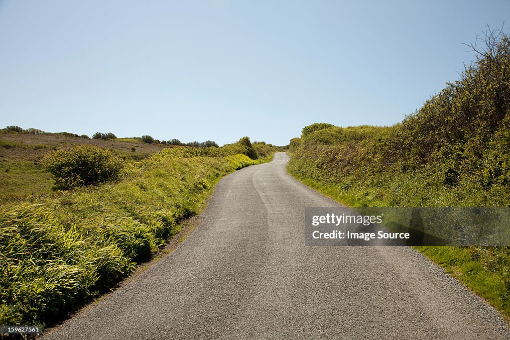 Rural road, Cornwall, England, United Kingdom