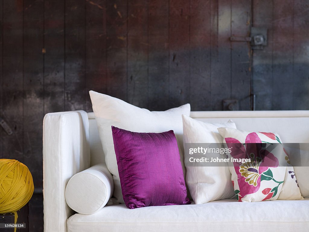 Close up of cushion on sofa