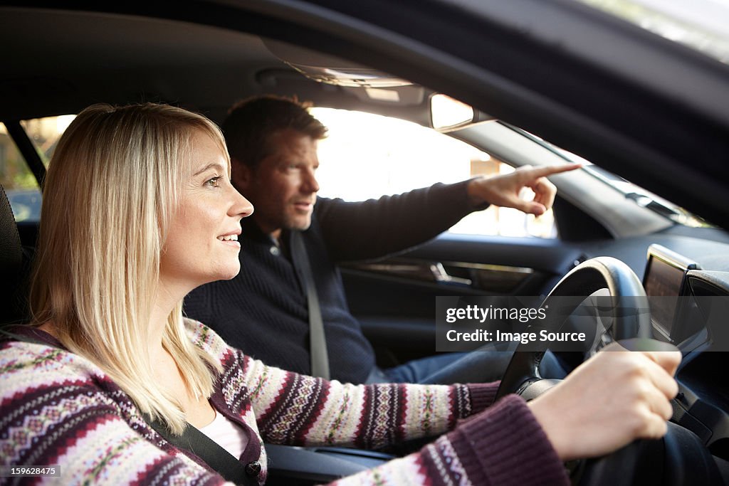 Couple inside car