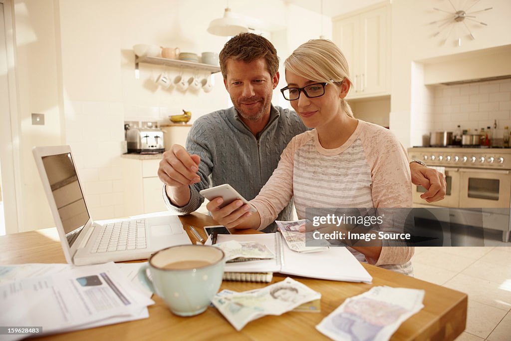 Couple counting money