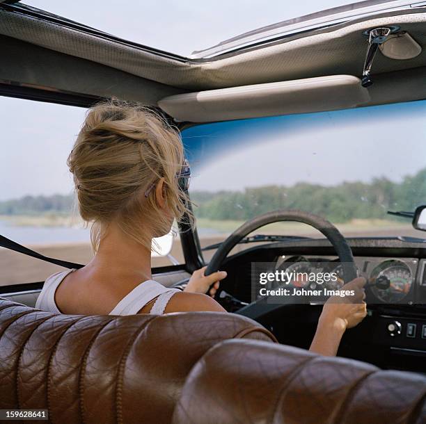 A Woman Driving A Car Sweden, Foto de stock
