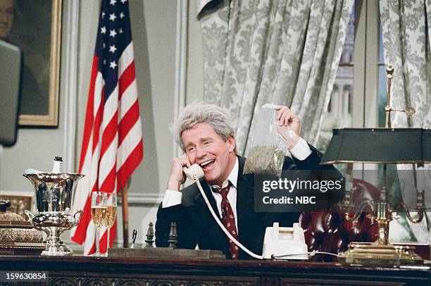 Episode 1025 -- Pictured: Comedian Phil Hartman as Bill Clinton during a skit on November 6, 1996 --