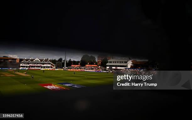 General view of play during the Metro Bank One Day Cup match between Somerset and Worcestershire at The Cooper Associates County Ground on August 06,...