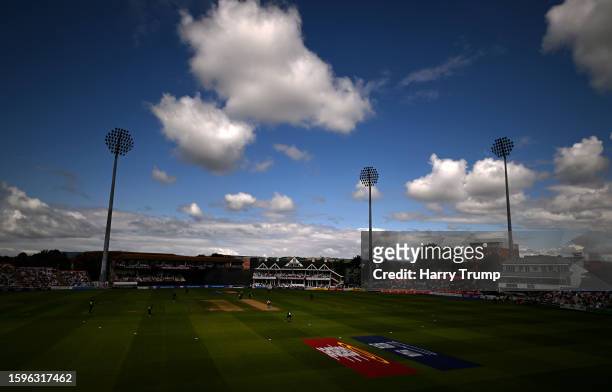 General view of play during the Metro Bank One Day Cup match between Somerset and Worcestershire at The Cooper Associates County Ground on August 06,...