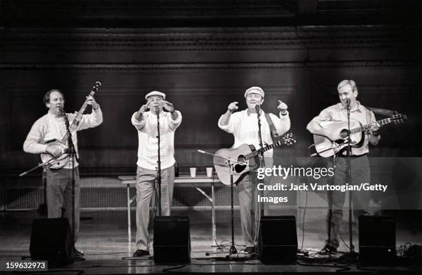 During the Carnegie Hall Folk Festival, Irish musicians the Clancy Brothers and Robbie O'Connell perform a 'Carnegie Hall Hootenanny' concert, New...