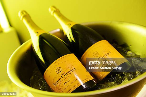 Bottles of Veuve Cicquot champagne are seen at the Burda Style Group Cocktailon January 17, 2013 in Berlin, Germany.