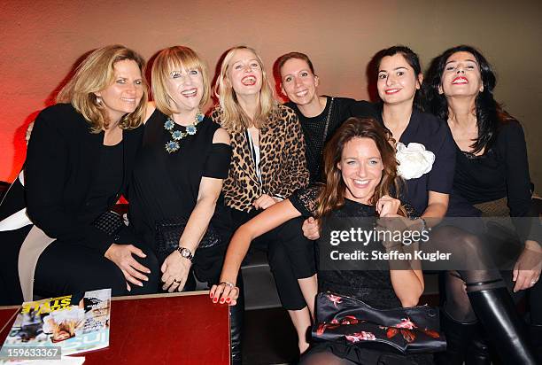 Patrizia Riekel and guests are seen at Burda Style Group Cocktail on January 17, 2013 in Berlin, Germany.