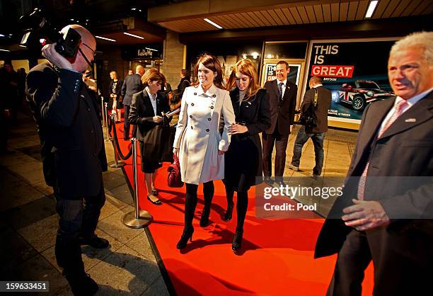 Princess Eugenie and Princess Beatrice of York visit the KaDeWe department store on January 17, 2013 in Berlin, Germany. The royal sisters are in...