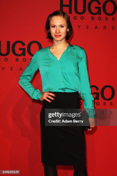 Alina Levshin attends Hugo By Hugo Boss Autumn/Winter 2013/14 fashion show during Mercedes-Benz Fashion Week Berlin at The Brandenburg Gate on...