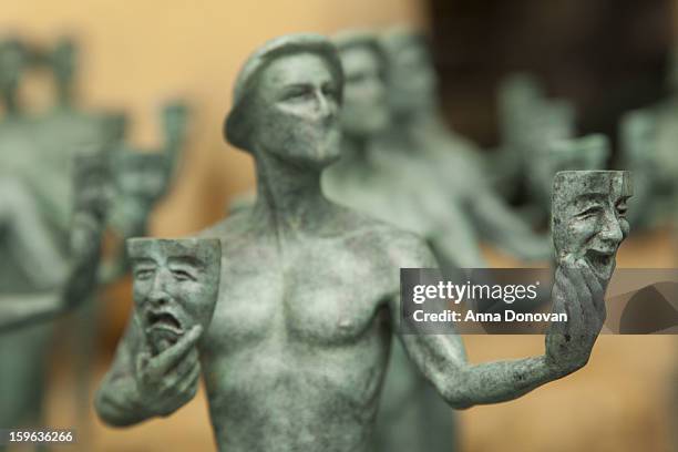 Finished Actor statuettes for the 19th annual Screen Actors Guild Award are on display at the American Fine Arts Foundry on January 17, 2013 in...