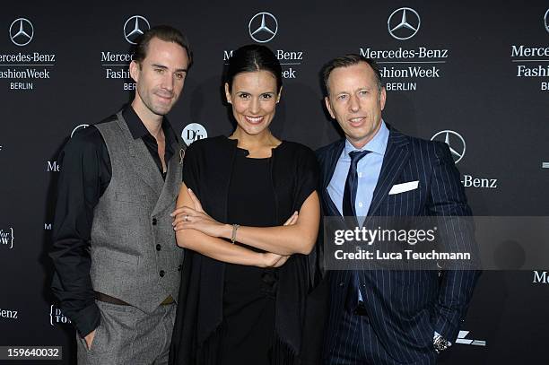 Joseph Fines, Maria Dolores Dieguez and Dirk Reichert attend the Laurel Autumn/Winter 2013/14 fashion show during Mercedes-Benz Fashion Week Berlin...