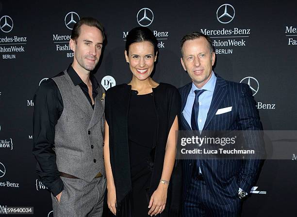 Joseph Fines, Maria Dolores Dieguez and Dirk Reichert attend the Laurel Autumn/Winter 2013/14 fashion show during Mercedes-Benz Fashion Week Berlin...