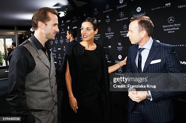 Joseph Fines, Maria Dolores Dieguez and Dirk Reichert attend the Laurel Autumn/Winter 2013/14 fashion show during Mercedes-Benz Fashion Week Berlin...