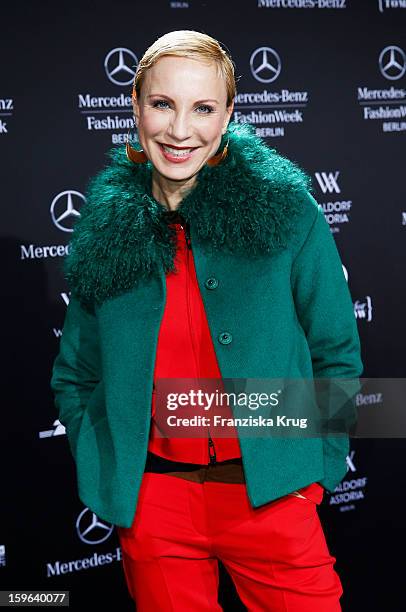 Nadja Michael attends the Laurel Autumn/Winter 2013/14 fashion show during Mercedes-Benz Fashion Week Berlin at Brandenburg Gate on January 17, 2013...