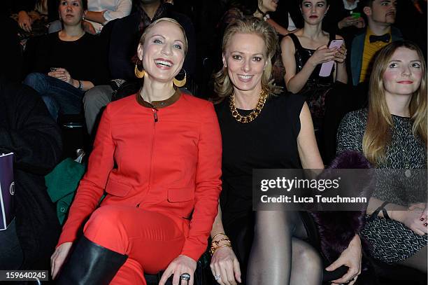 Nadja Michael and Petra van Bremen attend the Laurel Autumn/Winter 2013/14 fashion show during Mercedes-Benz Fashion Week Berlin at Brandenburg Gate...