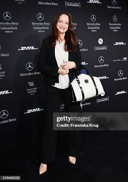 Natalia Woerner attends the Laurel Autumn/Winter 2013/14 fashion show during Mercedes-Benz Fashion Week Berlin at Brandenburg Gate on January 17,...