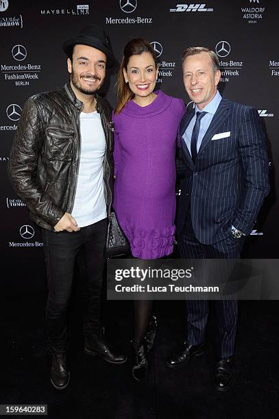 Giovanni Zarrella, Jana Ina Zarella and Dieguez Dirk Reichert attend the Laurel Autumn/Winter 2013/14 fashion show during Mercedes-Benz Fashion Week...