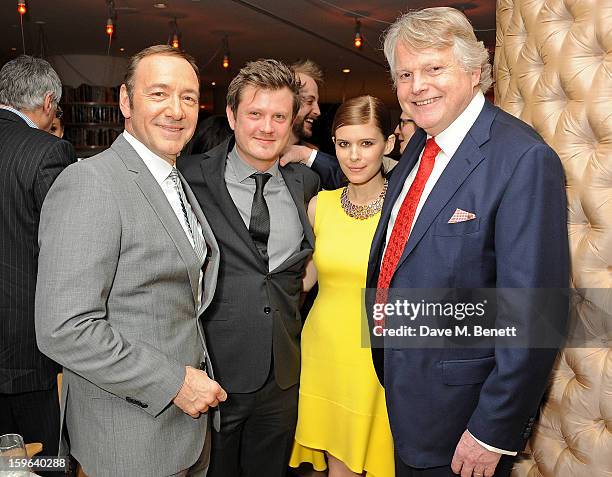 Kevin Spacey, Beau Willimon, Kate Mara and Lord Michael Dobbs attend an after party celebrating the Red Carpet Premiere of the Netflix original...