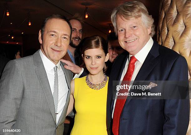 Kevin Spacey, Kate Mara and Lord Michael Dobbs attend an after party celebrating the Red Carpet Premiere of the Netflix original series 'House of...