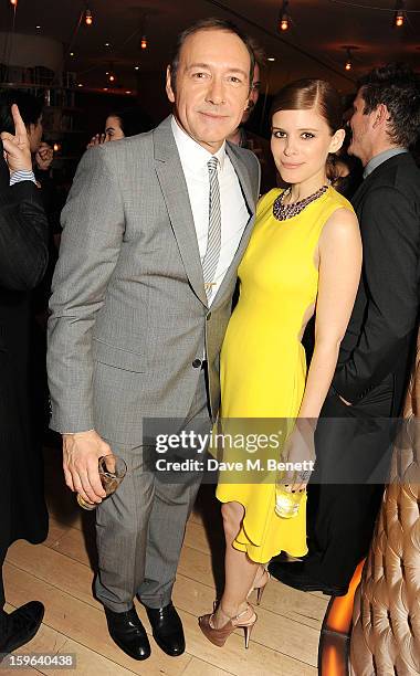 Kevin Spacey and Kate Mara attend an after party celebrating the Red Carpet Premiere of the Netflix original series 'House of Cards' at Asia de Cuba,...