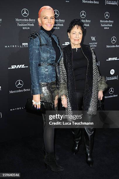 Natascha Ochsenknecht and Barbara Schoene attend Guido Maria Kretschmer Autumn/Winter 2013/14 fashion show during Mercedes-Benz Fashion Week Berlin...