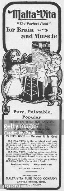 Advertisement for Malta Vita by the Malta Vita Pure Food Company in Battle Creek, Michigan, 1902.