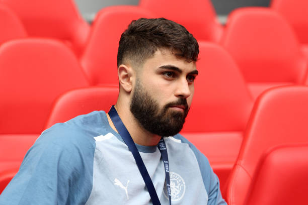Josko Gvardiol of Manchester City seen prior to The FA Community Shield match between Manchester City against Arsenal at Wembley Stadium on August...