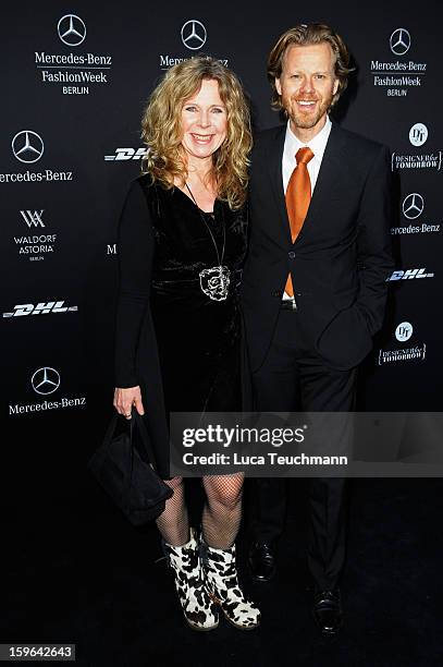 Marion Kracht and Bertold Manns attend Guido Maria Kretschmer Autumn/Winter 2013/14 fashion show during Mercedes-Benz Fashion Week Berlin at...