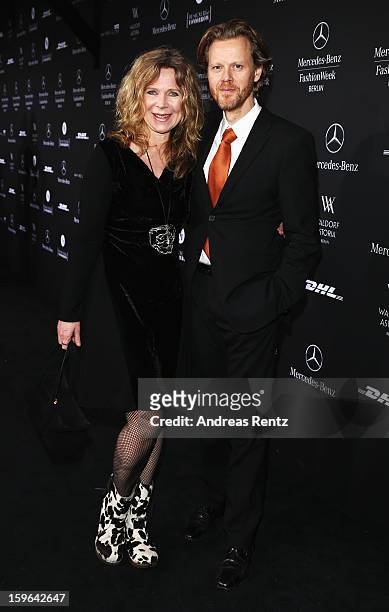 Marion Kracht and Bertold Manns attend Guido Maria Kretschmer Autumn/Winter 2013/14 fashion show during Mercedes-Benz Fashion Week Berlin at...