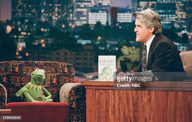 Episode 1029 -- Pictured: Kermit the Frog during an interview with host Jay Leno on November 12, 1996 --