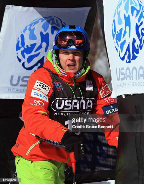 Arttu Kiramo of Finland competes in the USANA Freestyle World Cup Moguls competition at Whiteface Mountain on January 17, 2013 in Lake Placid, New...
