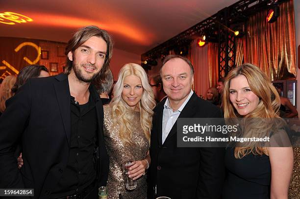 Max Wiedemann, Tina Kaiser, Thomas Ebeling and Viola Weiss attend the Sat.1 GOLD TV Channel Launch at the Filmcasino on January 17, 2013 in Munich,...