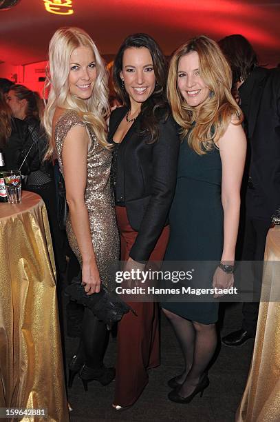 Tina Kaiser, Kim Heinzelmann and Viola Weiss attend the Sat.1 GOLD TV Channel Launch at the Filmcasino on January 17, 2013 in Munich, Germany.