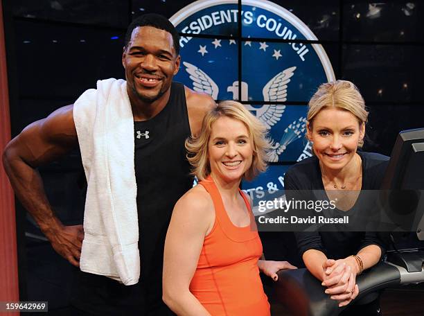 Kelly and Michael take The President's Challenge: Adult Fitness Test with Meaghan B. Murphy, deputy editor at SELF magazine, on LIVE! with Kelly and...