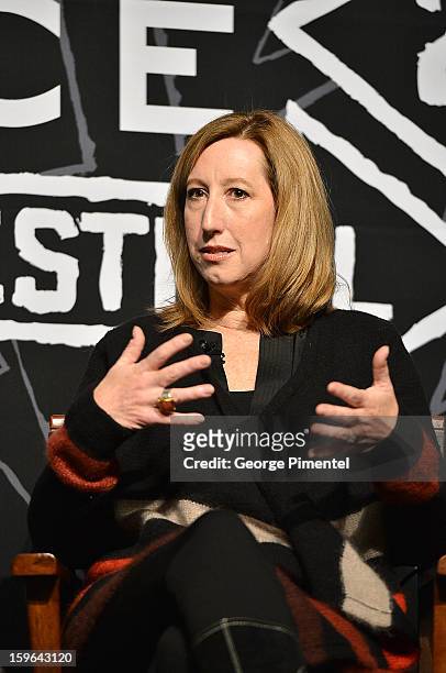 Executive Director Keri Putnam speaks onstage at the Day 1 Press Conference during the 2013 Sundance Film Festival at the Egyptian Theatre on January...