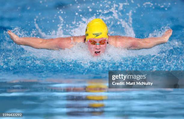 Lillie McPherson of Team Australia competes in the swimming on day two of the 2023 Youth Commonwealth Games at National Aquatic Centre on August 06,...