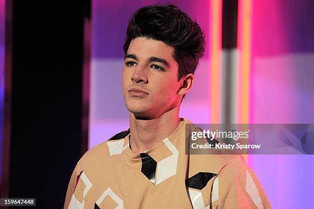 Model poses during the Jean Paul Gaultier Menswear Autumn / Winter 2013/14 show as part of Paris Fashion Week on January 17, 2013 in Paris, France.