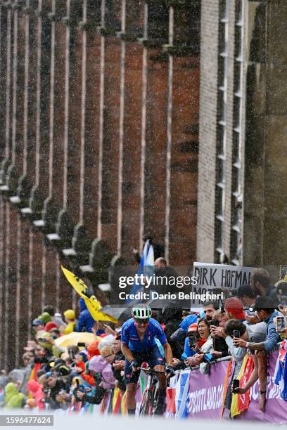 Alberto Bettiol of Italy competes in the breakaway during the 96th UCI Cycling World Championships Glasgow 2023, Men Elite Road Race a 271.1km one...